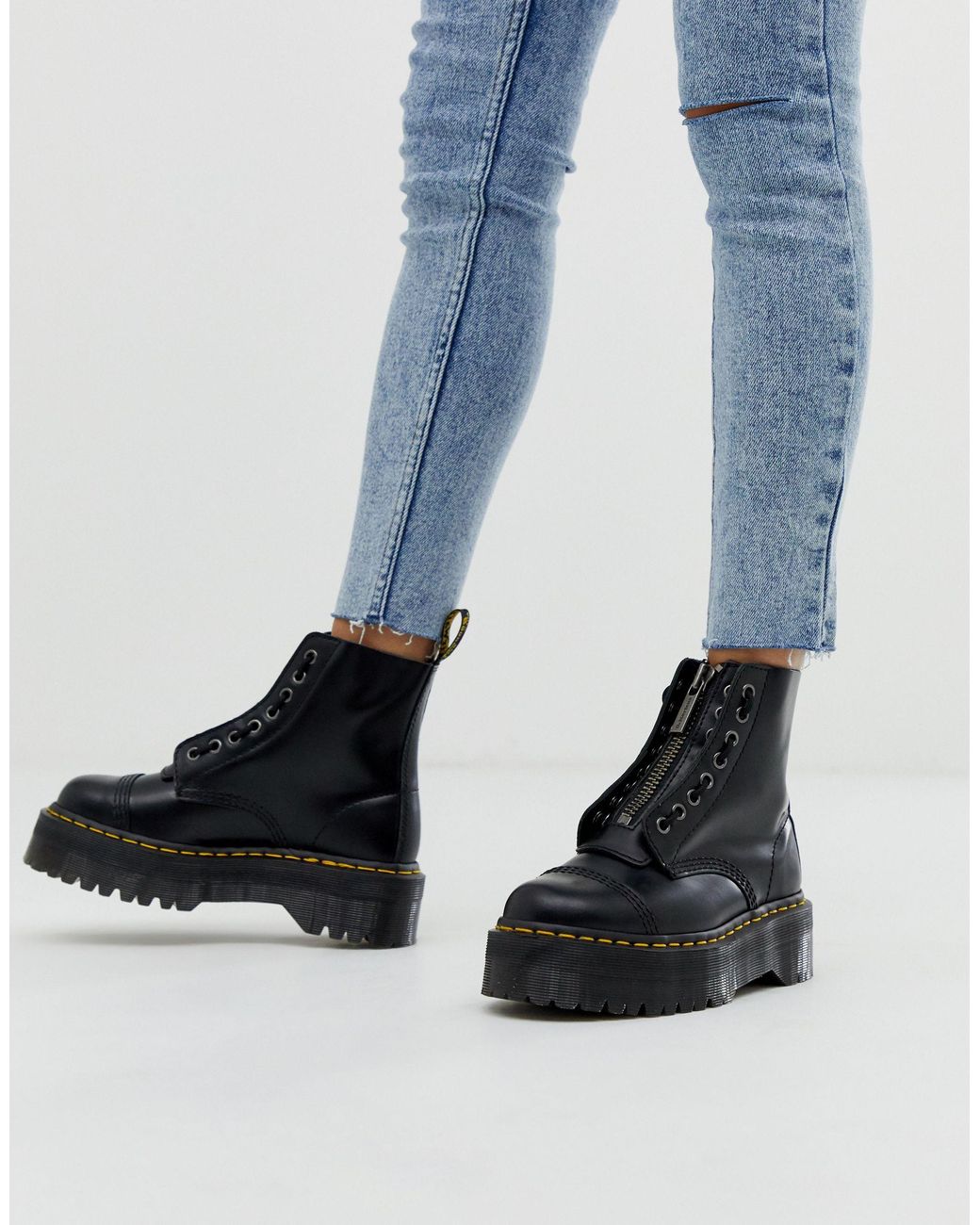 Dr. Martens Sinclair Leather Zip Chunky Flatform Boots in Black | Lyst  Australia