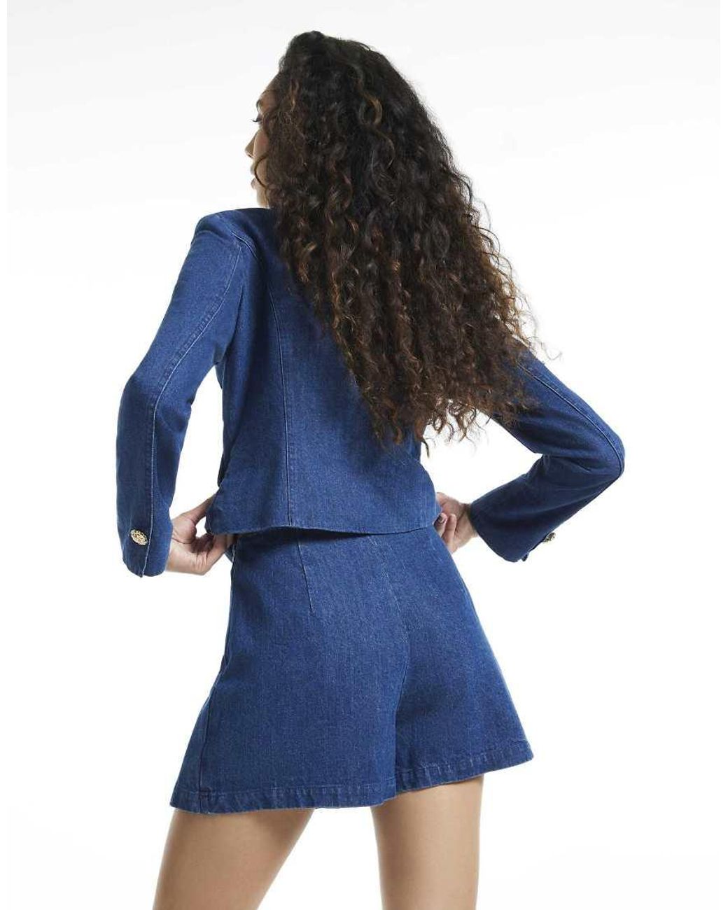 River Island Blue Denim Button Skort