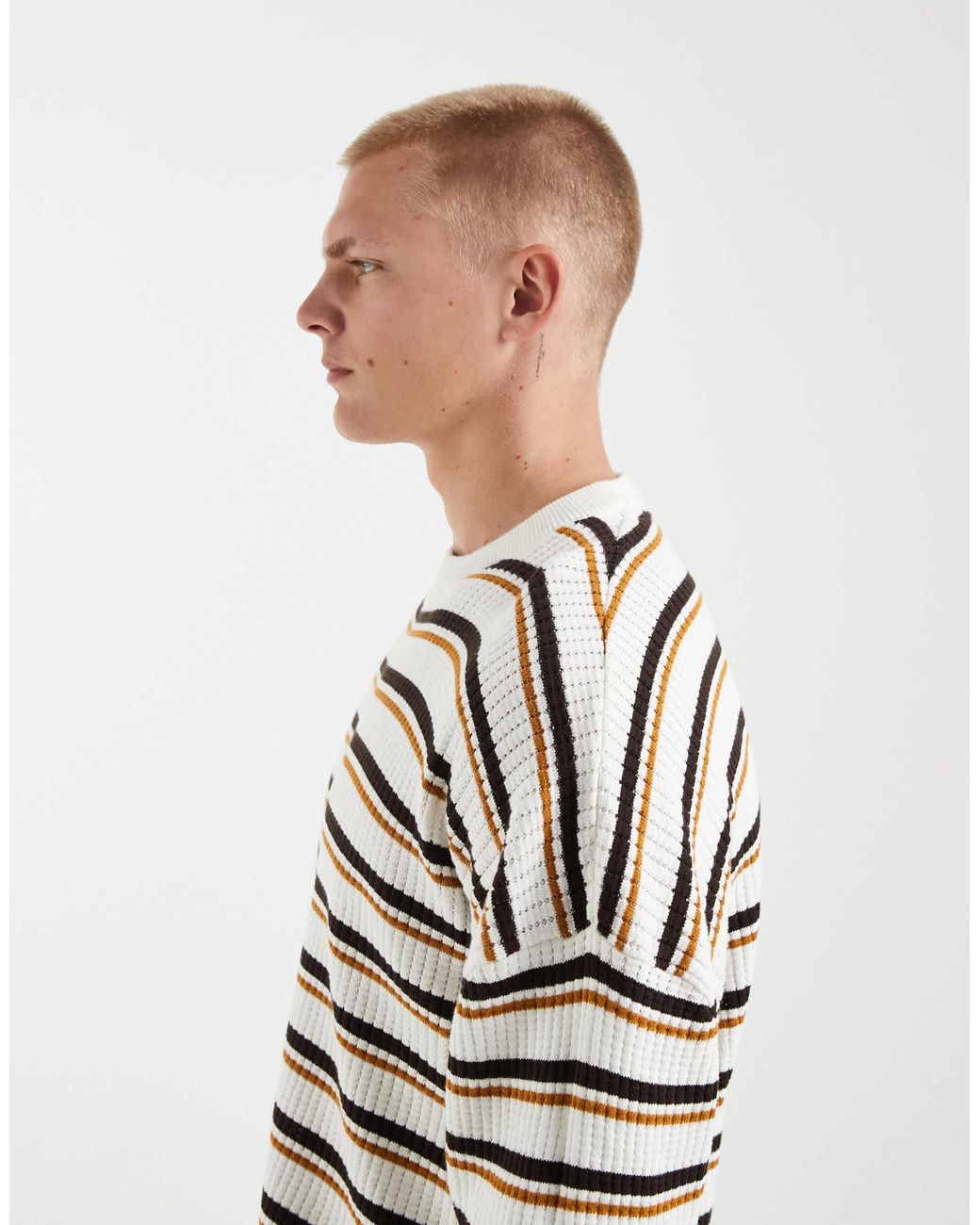 Redefined Rebel – gestreifter oversize-strickpullover in Gray für Herren