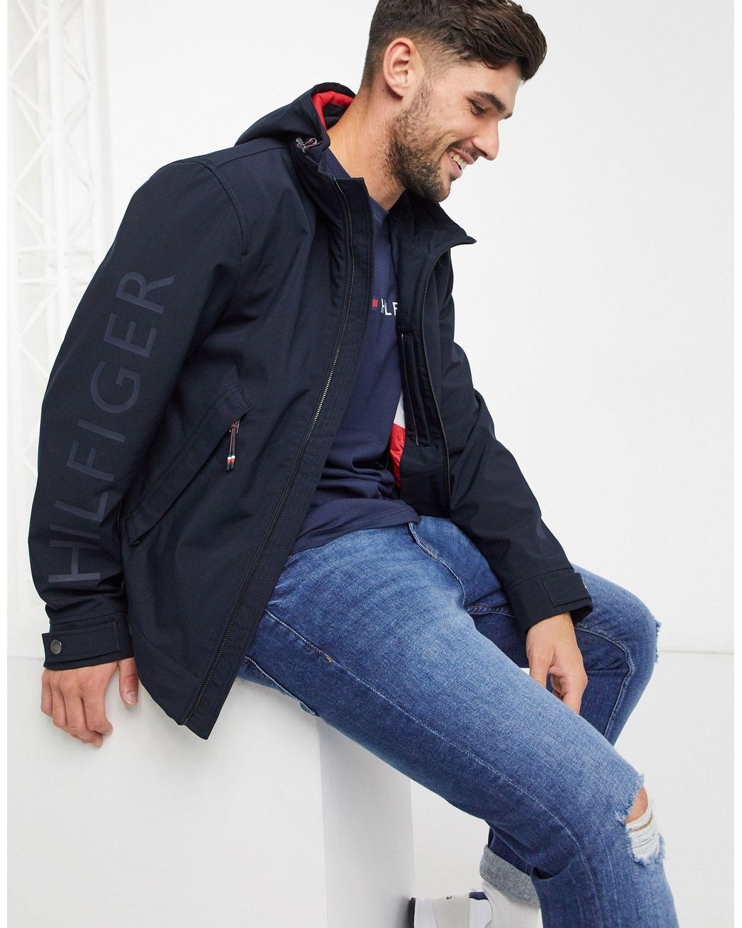 Tommy Hilfiger Flex Hooded Jacket in Blue for Men | Lyst UK
