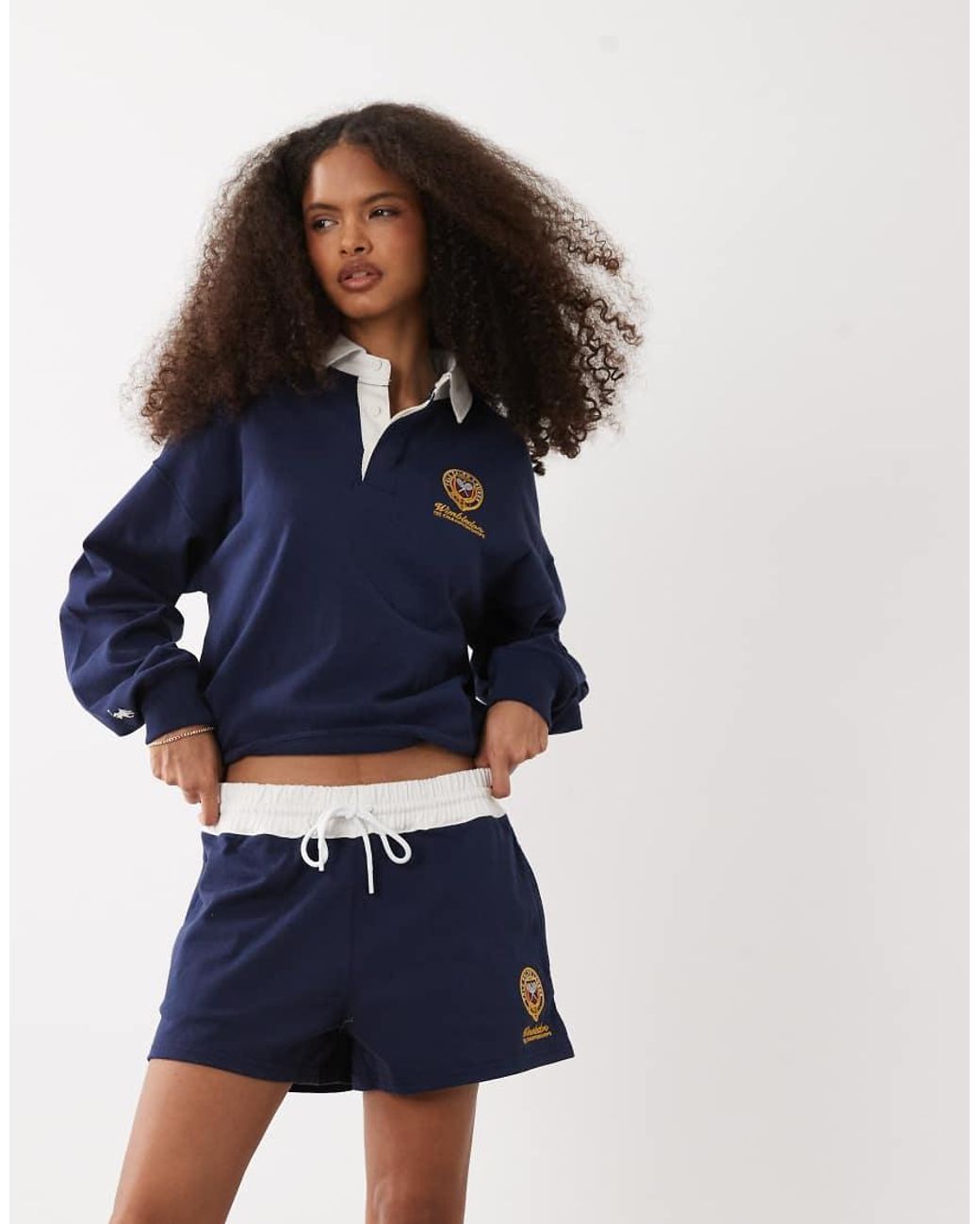 Polo Ralph Lauren Blue Wimbledon Capsule Rugby Shorts With Crest Embroidery