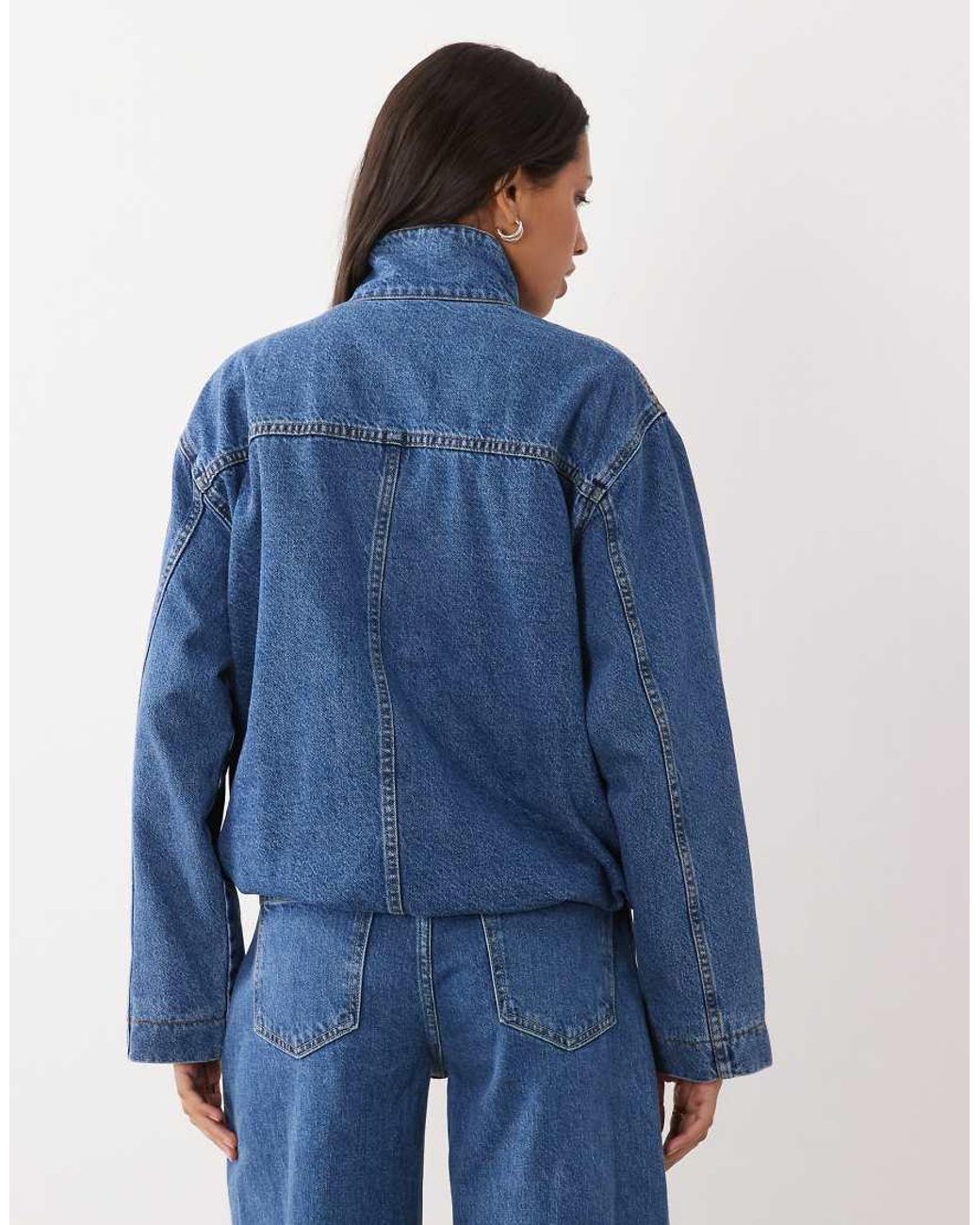 ASOS Blue Denim Funnel Neck Jacket