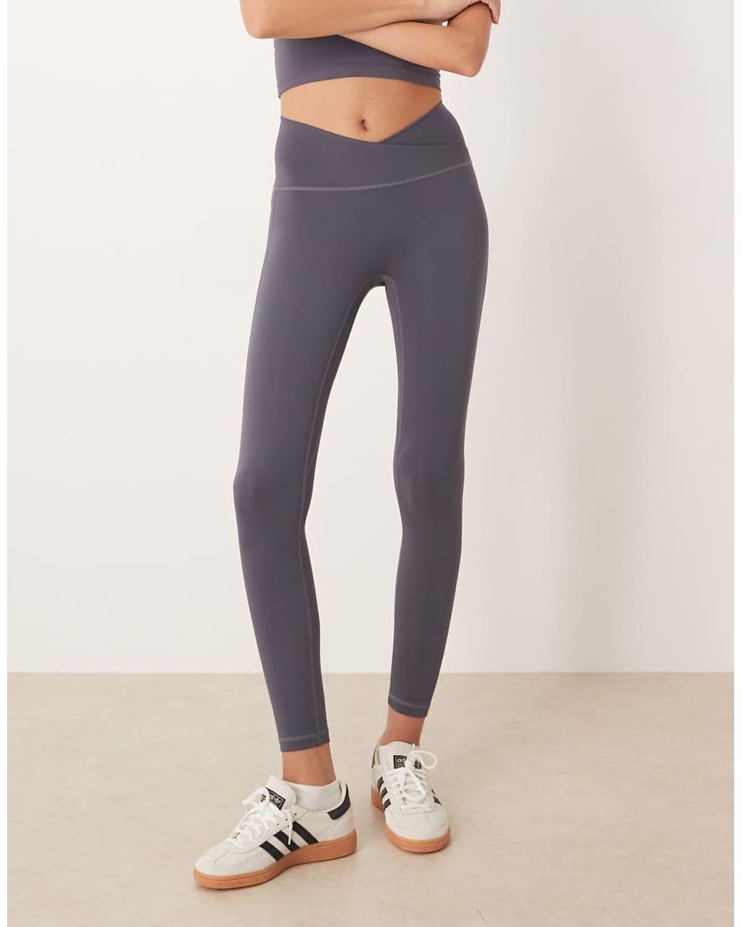 Adidas Originals Natural Three Stripes Studios Crossover Waistband leggings