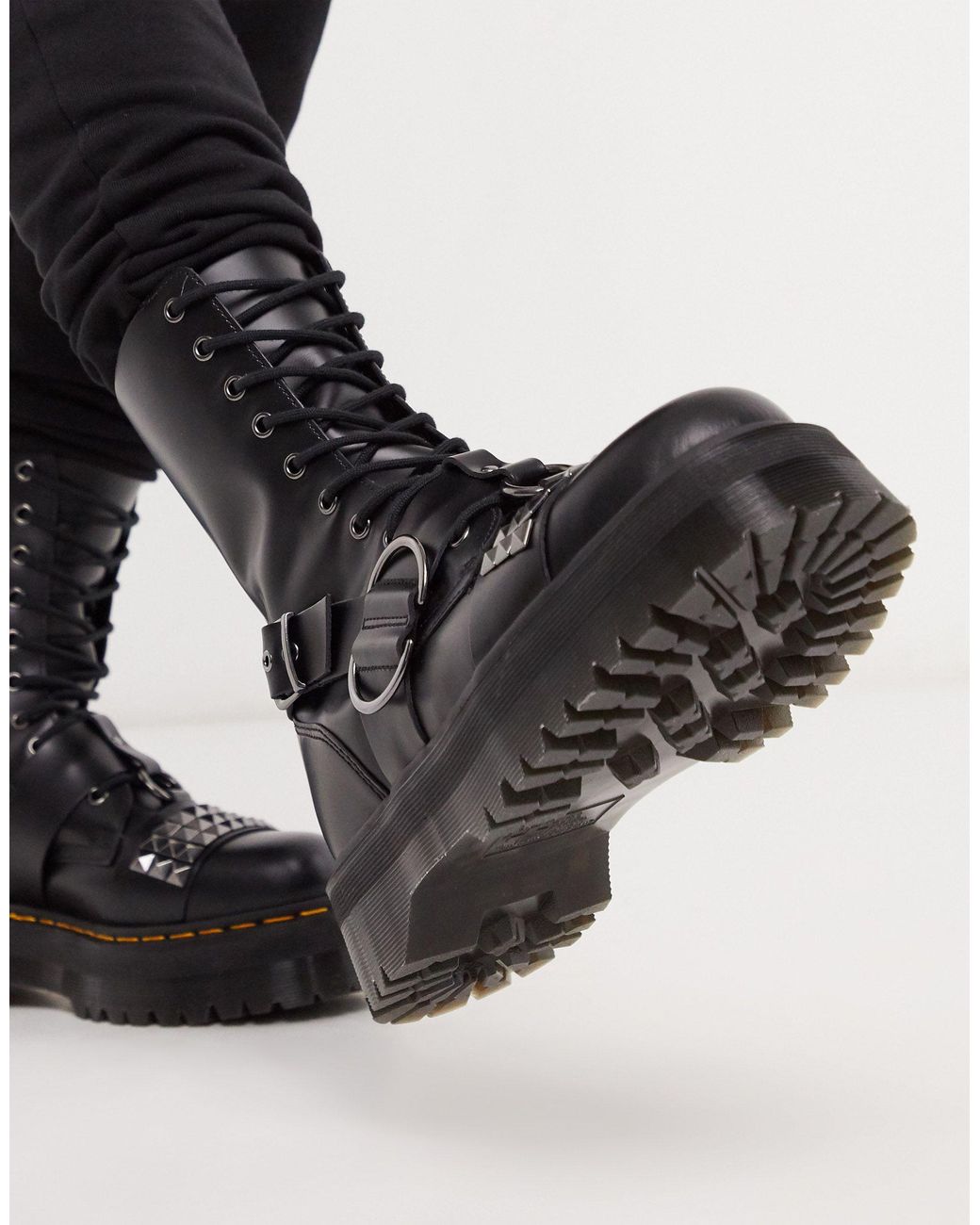 Dr. Martens Jadon Hi Stud 10 Eye Boots in Black for Men | Lyst