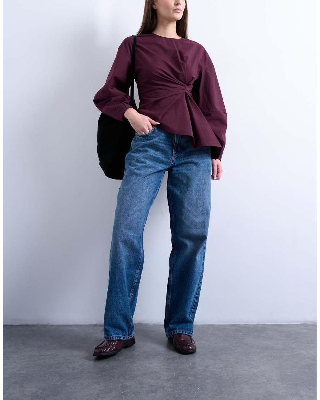 Topshop Hourglass Blue Cinch Low Rise Relaxed Jean