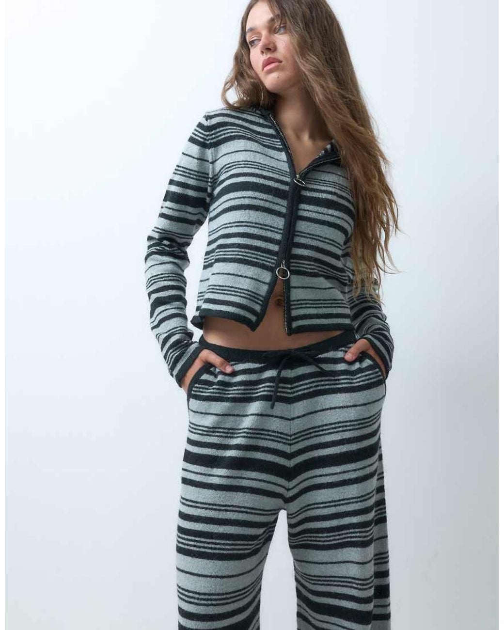 Collusion Blue Knit Stripe Sweatpants