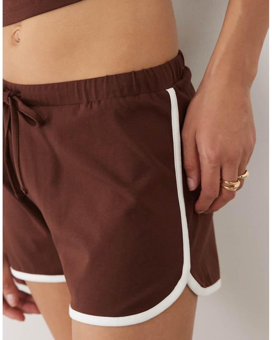 ASOS Natural Shorts With Contrast Trim