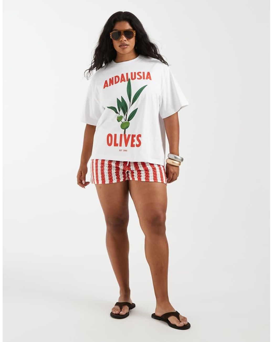 ASOS White Asos Design Curve Oversized Tee With Graphic
