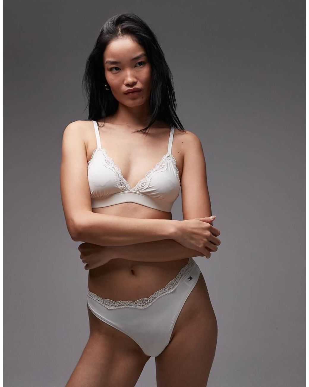 Tommy Hilfiger Brown Microfibre Lace Unlined Triangle Bra
