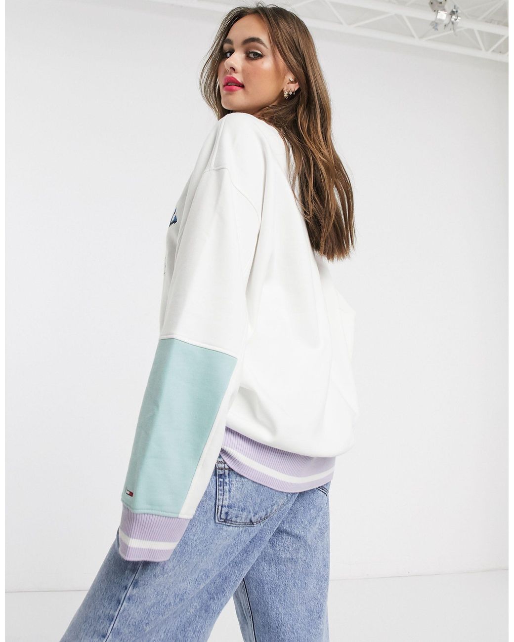 Sudadera con logo retro en pastel Tommy Hilfiger de color Blanco | Lyst