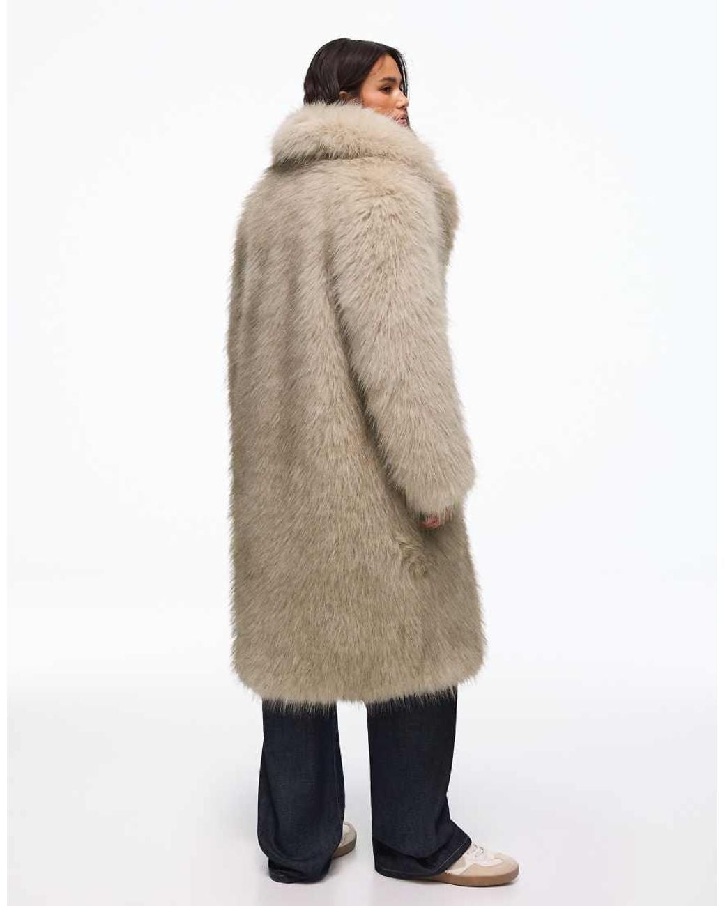 Bershka Natural Long Fur Coat