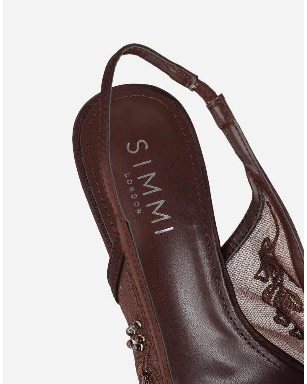SIMMI Natural Alizia Embellished Slingback Courts