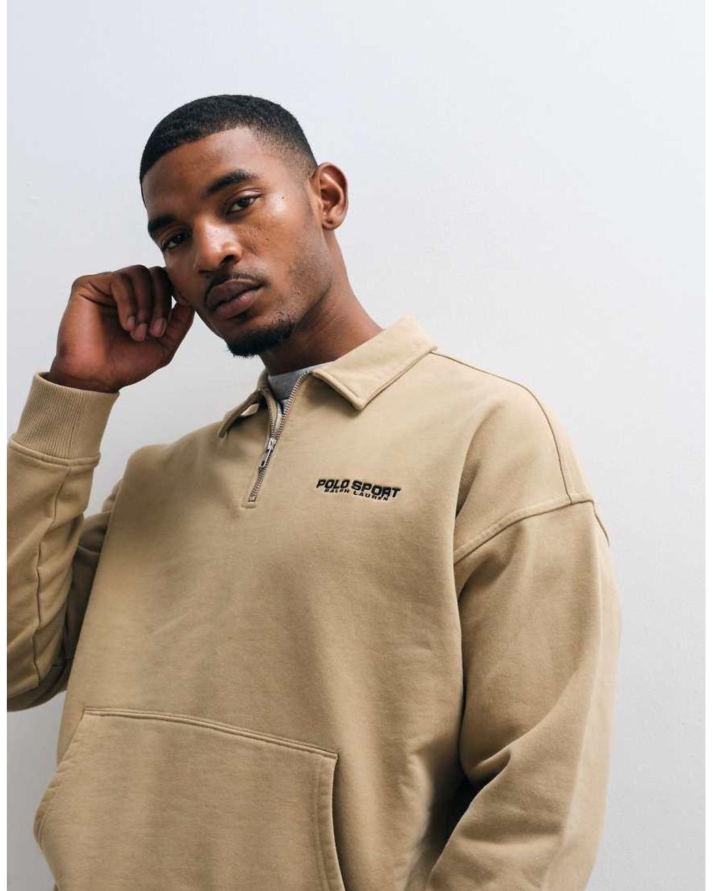Polo Ralph Lauren Natural Bear Sport Back Print Quarter Zip Sweatshirt for men