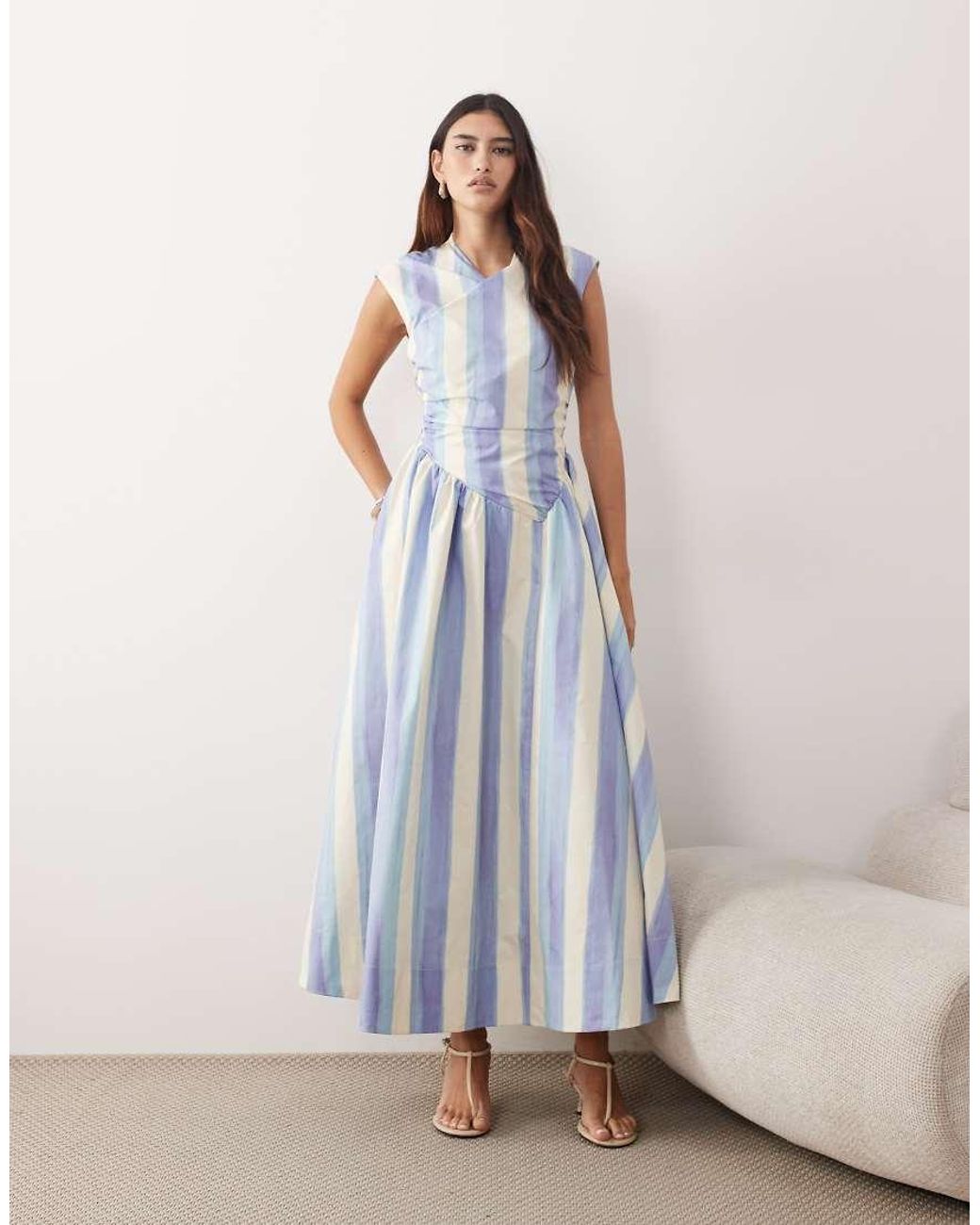 ARRANGE Blue Wrap Drop Waist Maxi Dress