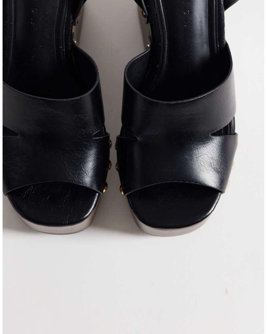 ASOS Black Tamara Cut Out Studded Wedge Sandals
