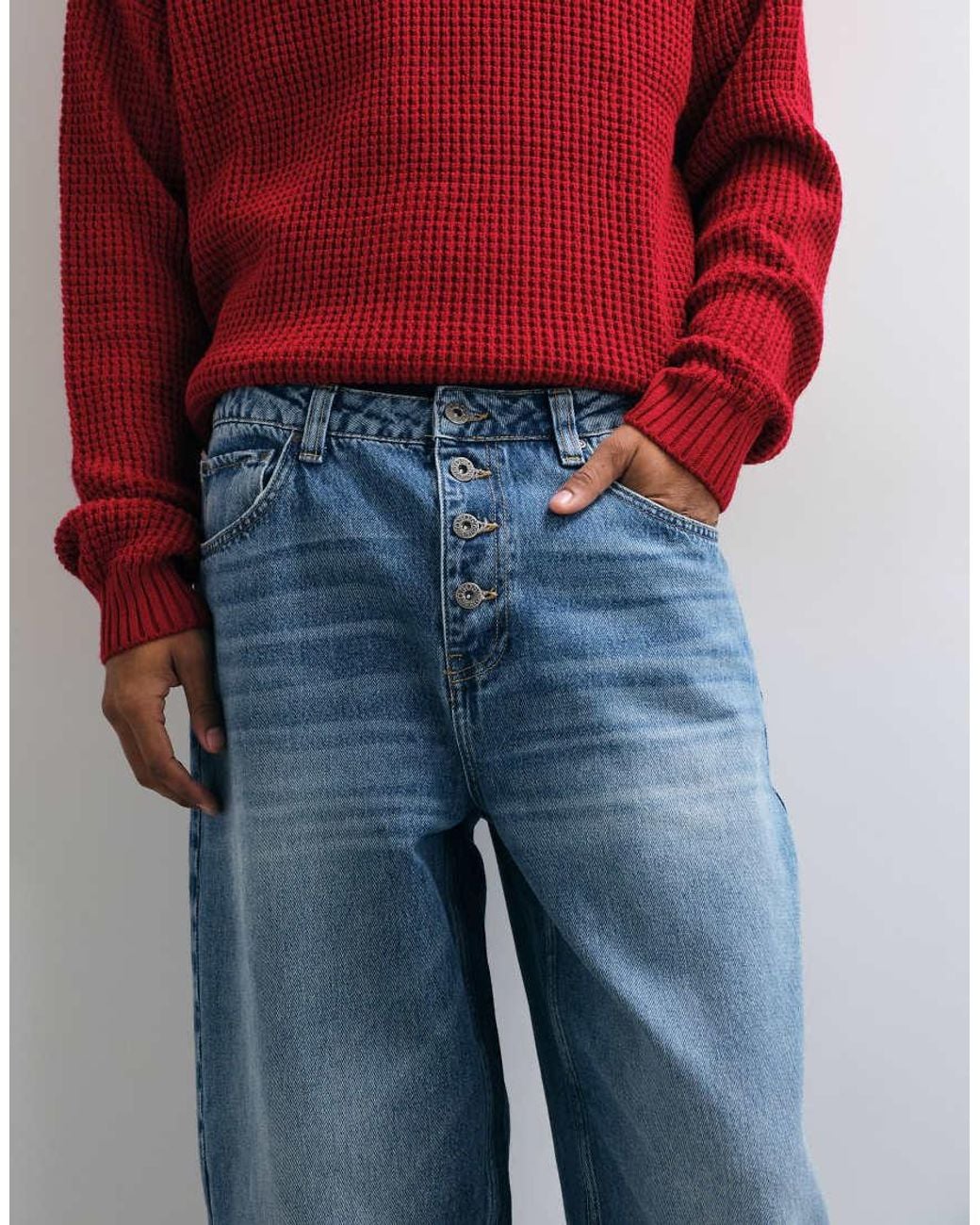 ASOS Red Slim Barrel Jeans for men