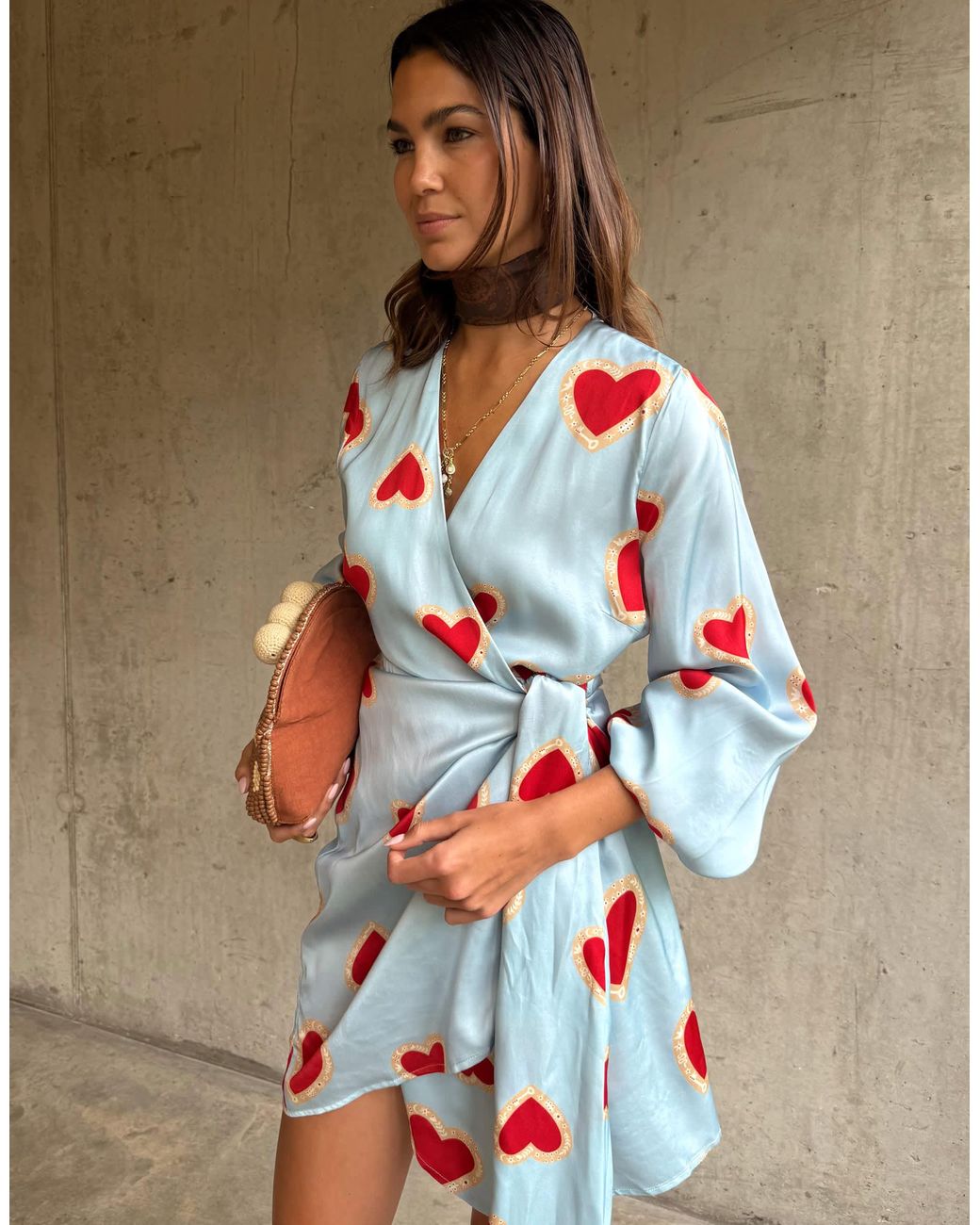 Never Fully Dressed White Wrap Tie Side Balloon Sleeve Mini Dress