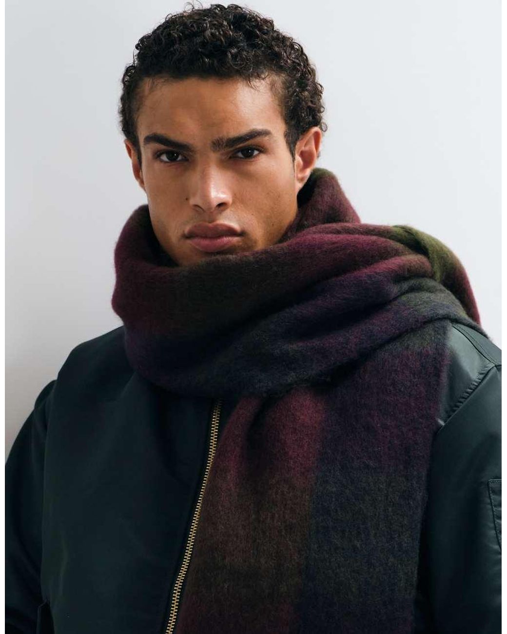 ASOS Blue Woven Brushed Check Scarf for men