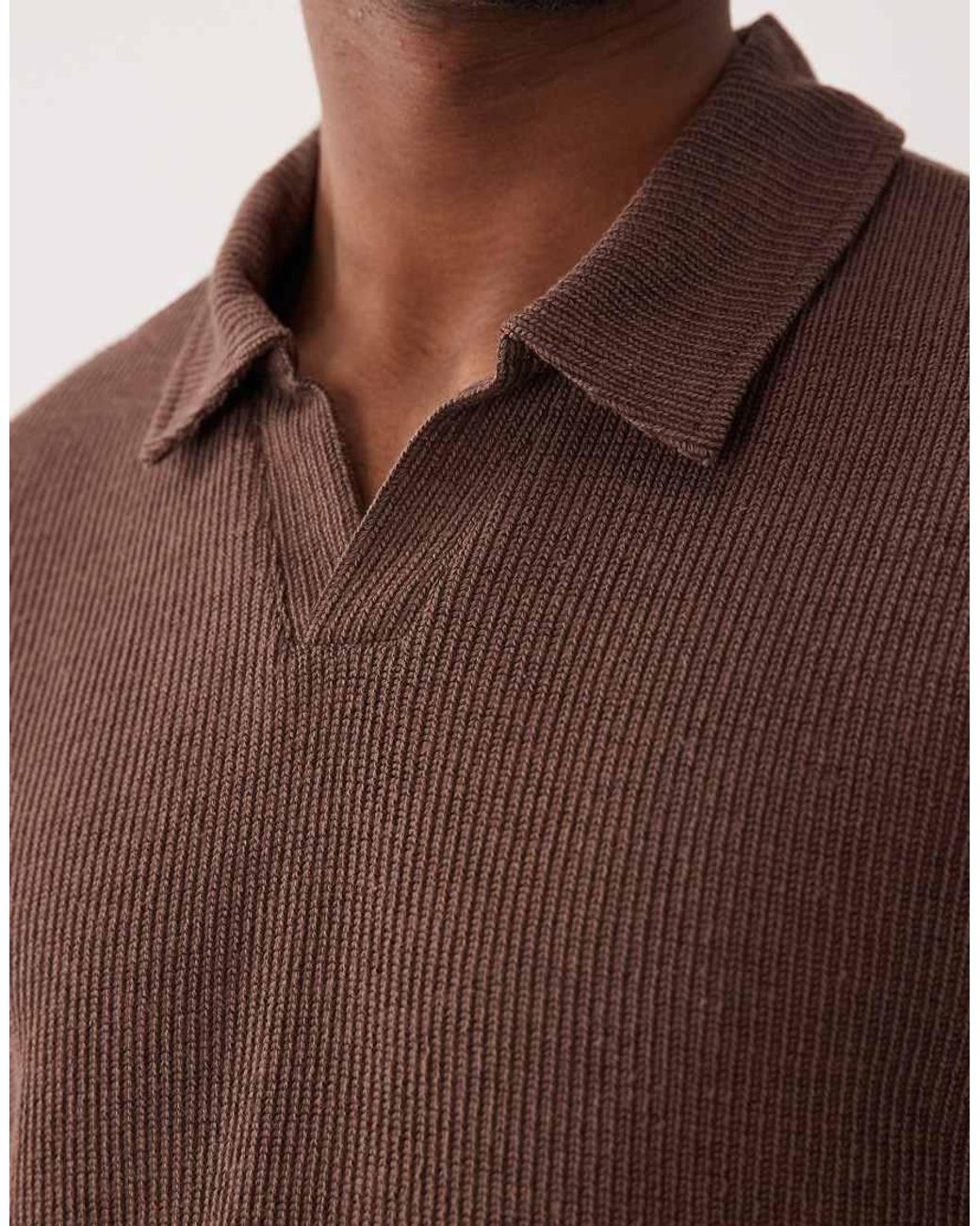 Only & Sons Brown Short Sleeve Split Neck Polo for men
