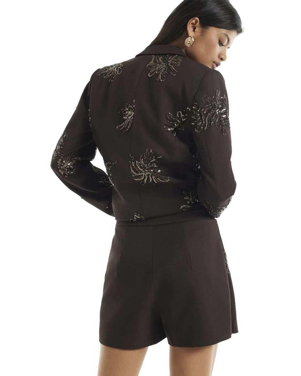 River Island Black Sequin Embellished Skort