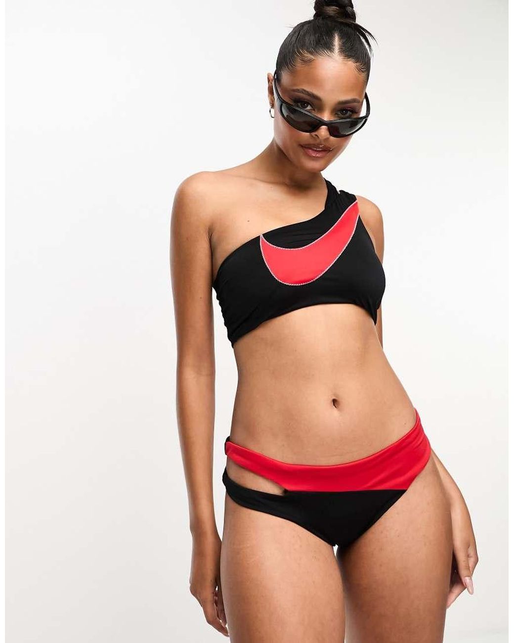 Nike Red Nike Icon Sneakerkini Asymmetrical Bikini Bottoms