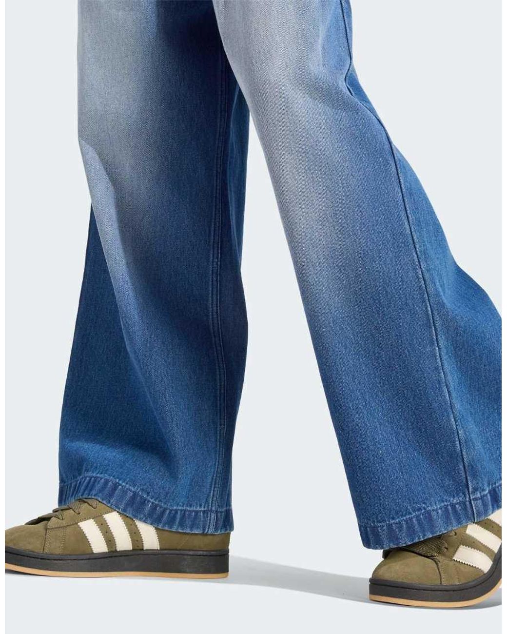 Adidas Originals Blue Jeans Mid-Rise Wide Leg for men