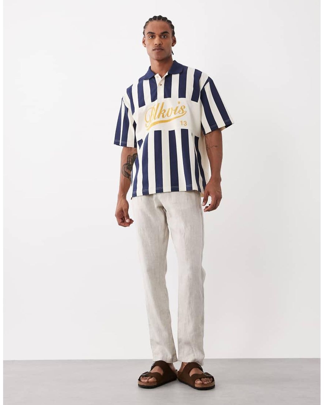 BLKVIS Blue Striped Piquee Polo Shirt for men