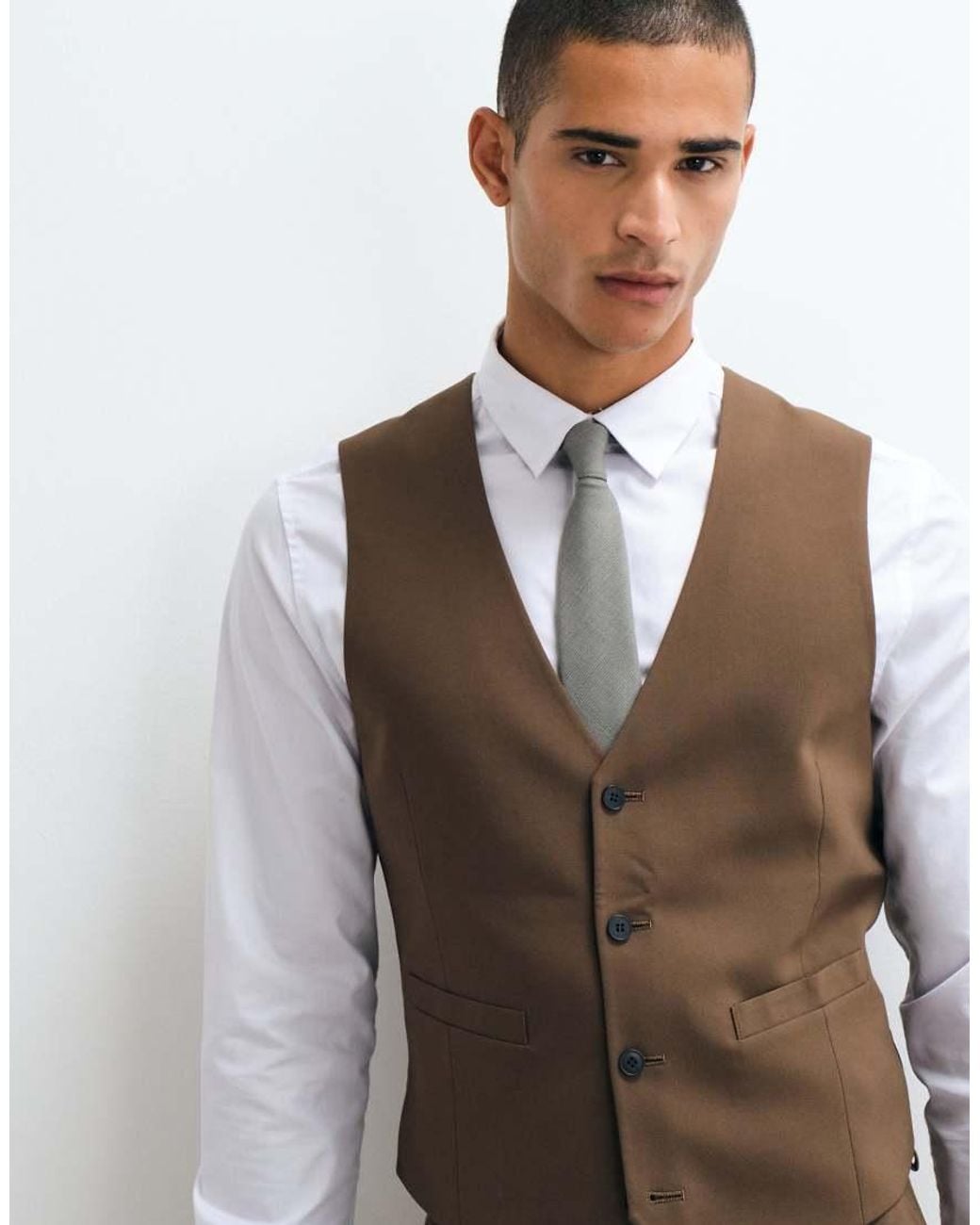 ASOS Brown Skinny Suit Waistcoat for men