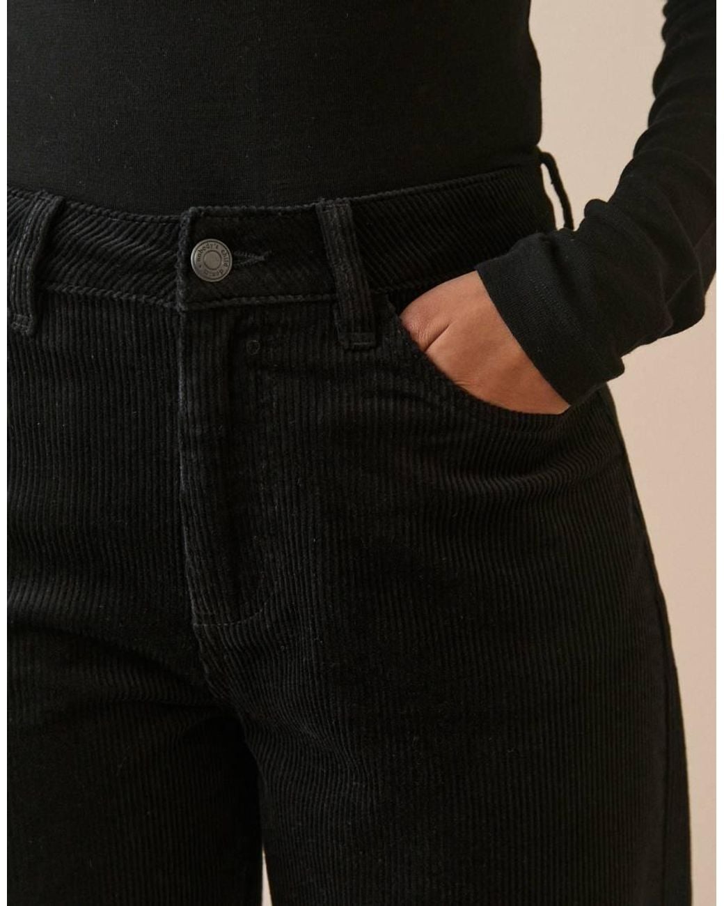 Nobody's Child Black Cord Barrel Leg Trousers