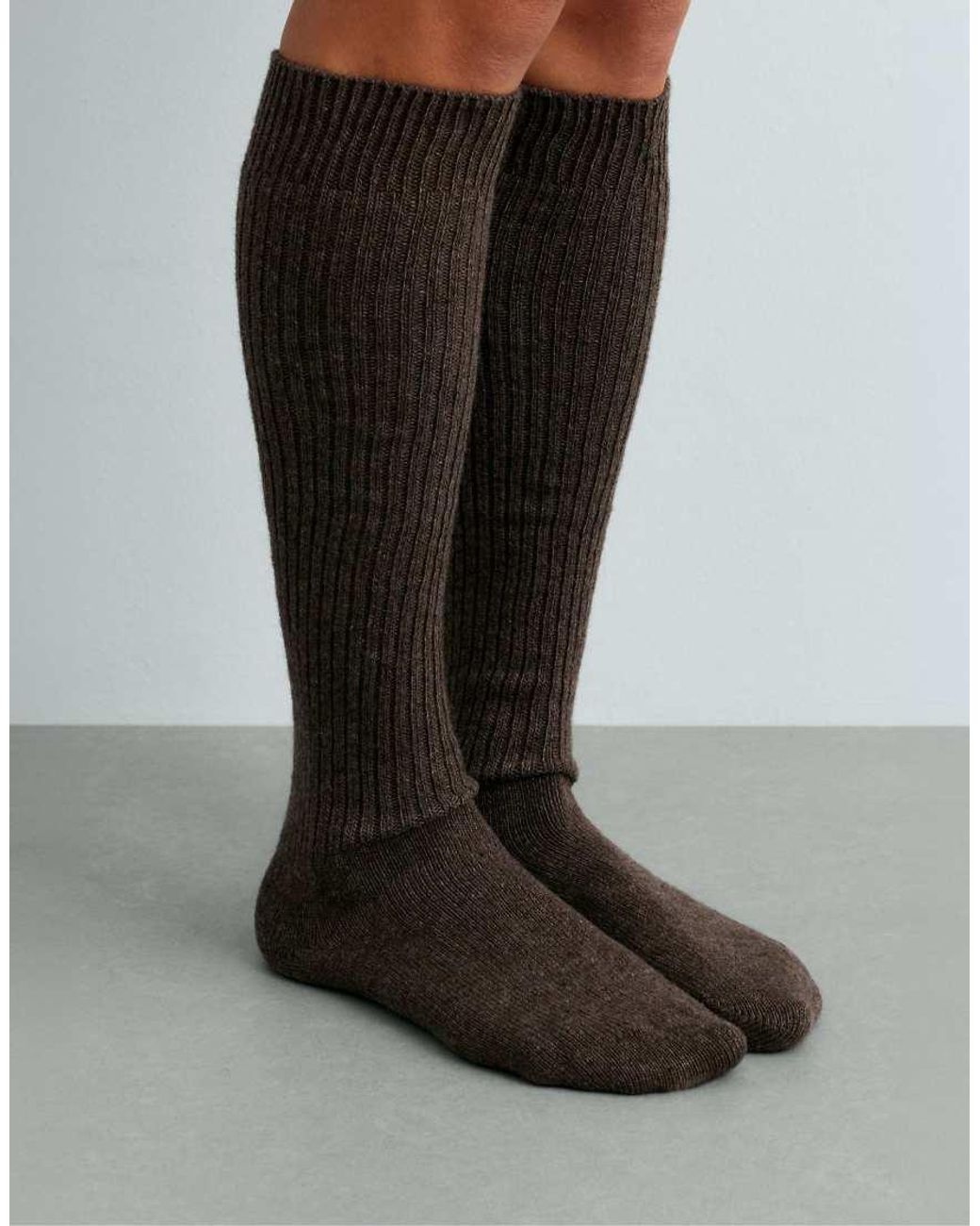 Oysho Black 22% 10% Wool Long Socks
