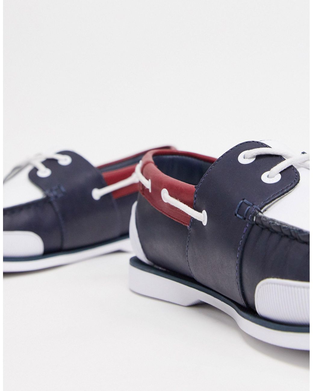Lacoste Nautic Boat Shoes Tricolore Leather in White for Men | Lyst