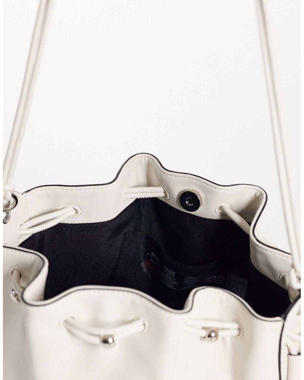 ASOS White Ruched Multi Strap Bucket Shoulder Bag With Beaded Detailing