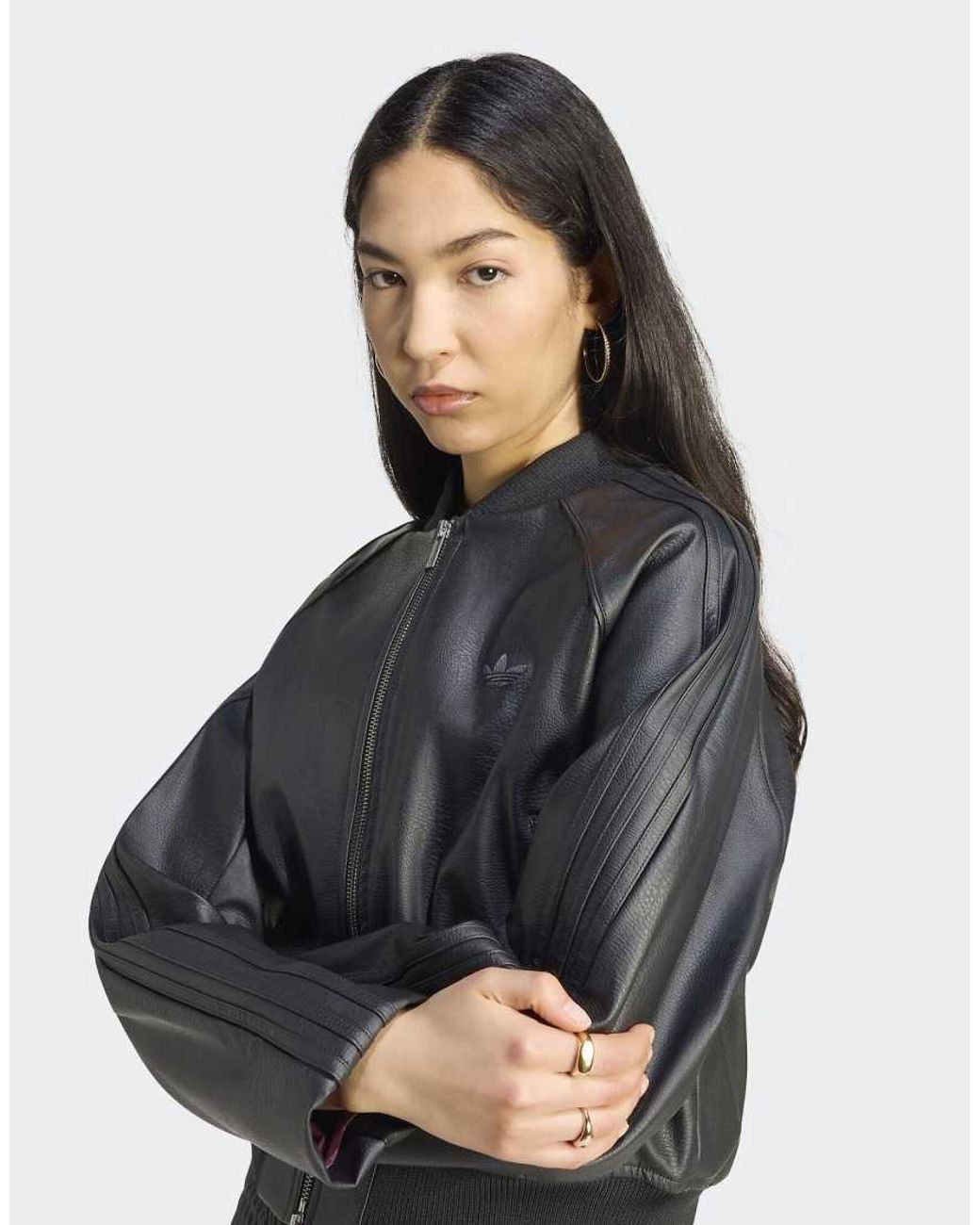 Adidas Originals Black Pleather Sst Tracktop