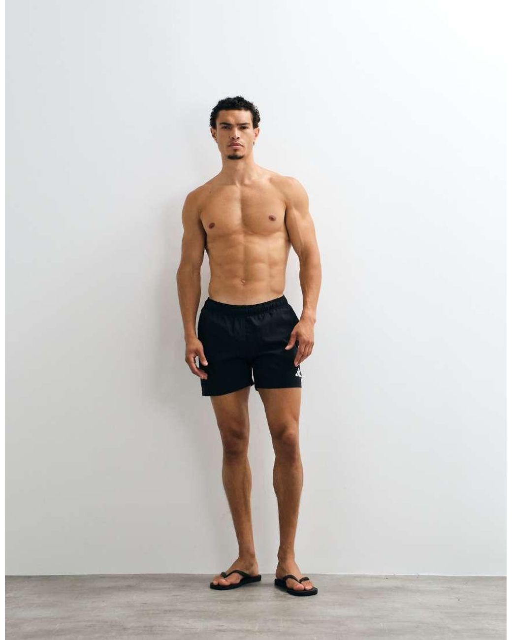 Adidas Originals Blue Adidas Training Essentials Swimshorts With 3 Stripes for men