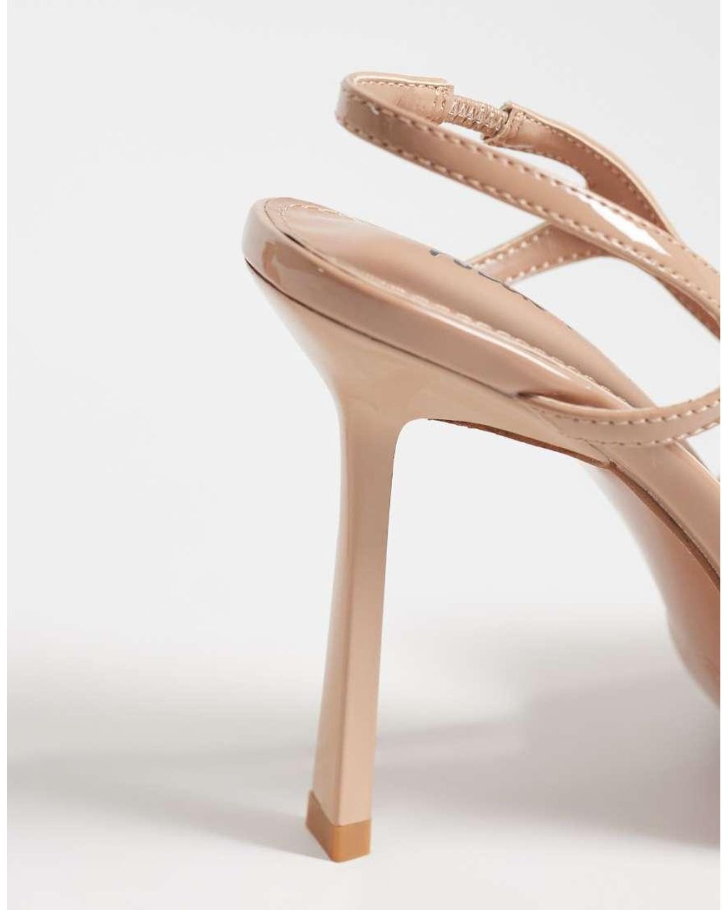 Public Desire Natural Reset Slingback Heeled Shoes With Metal Detail