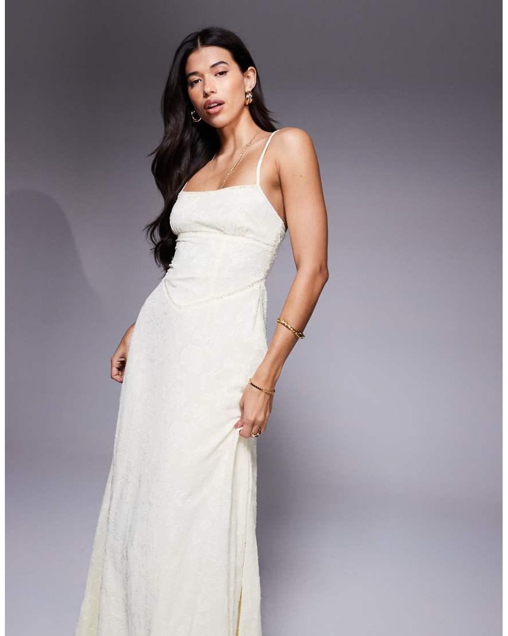Princess Polly Gray Burnout Cami Corset Detail Maxi Dress