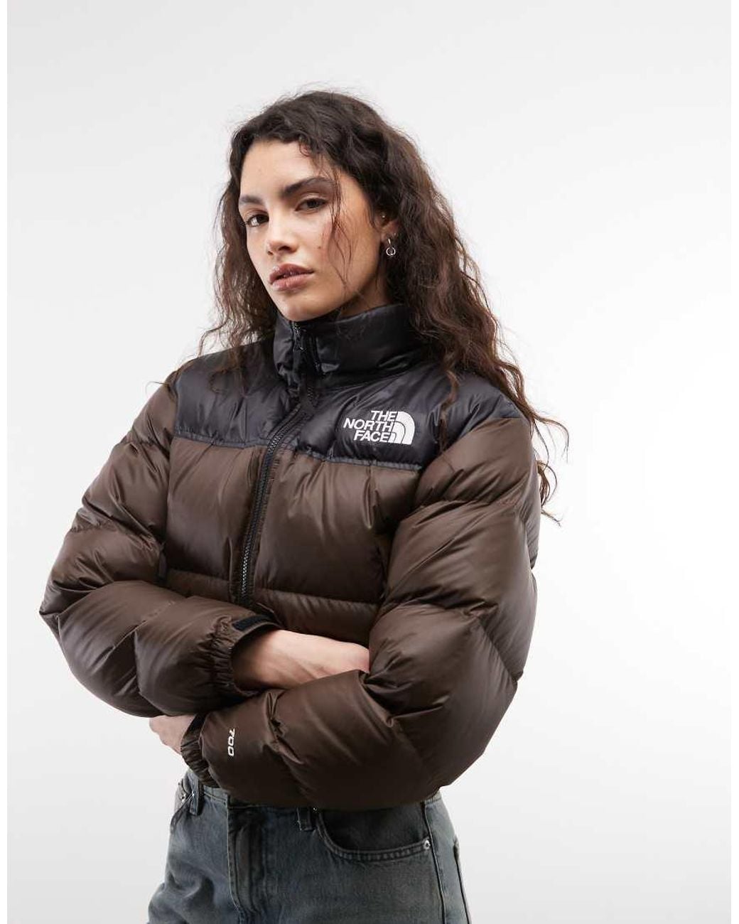The North Face Gray Nuptse Cropped Jacket