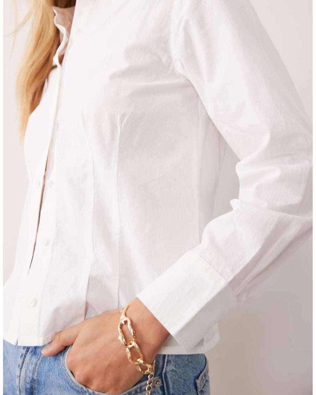 Mango Blue Teen Cinched Waist Shirt