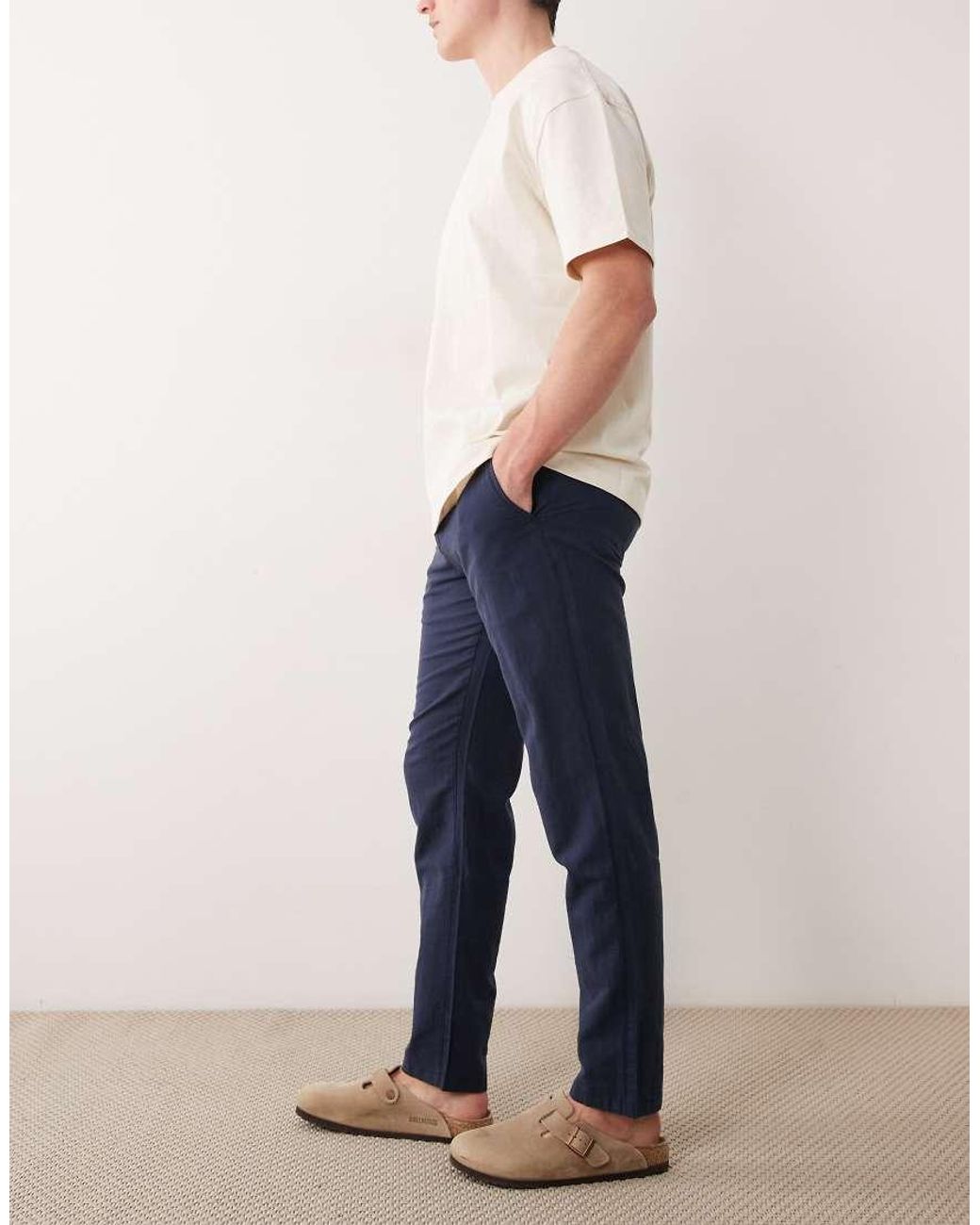 Jack & Jones Blue Linen-blend Pants for men