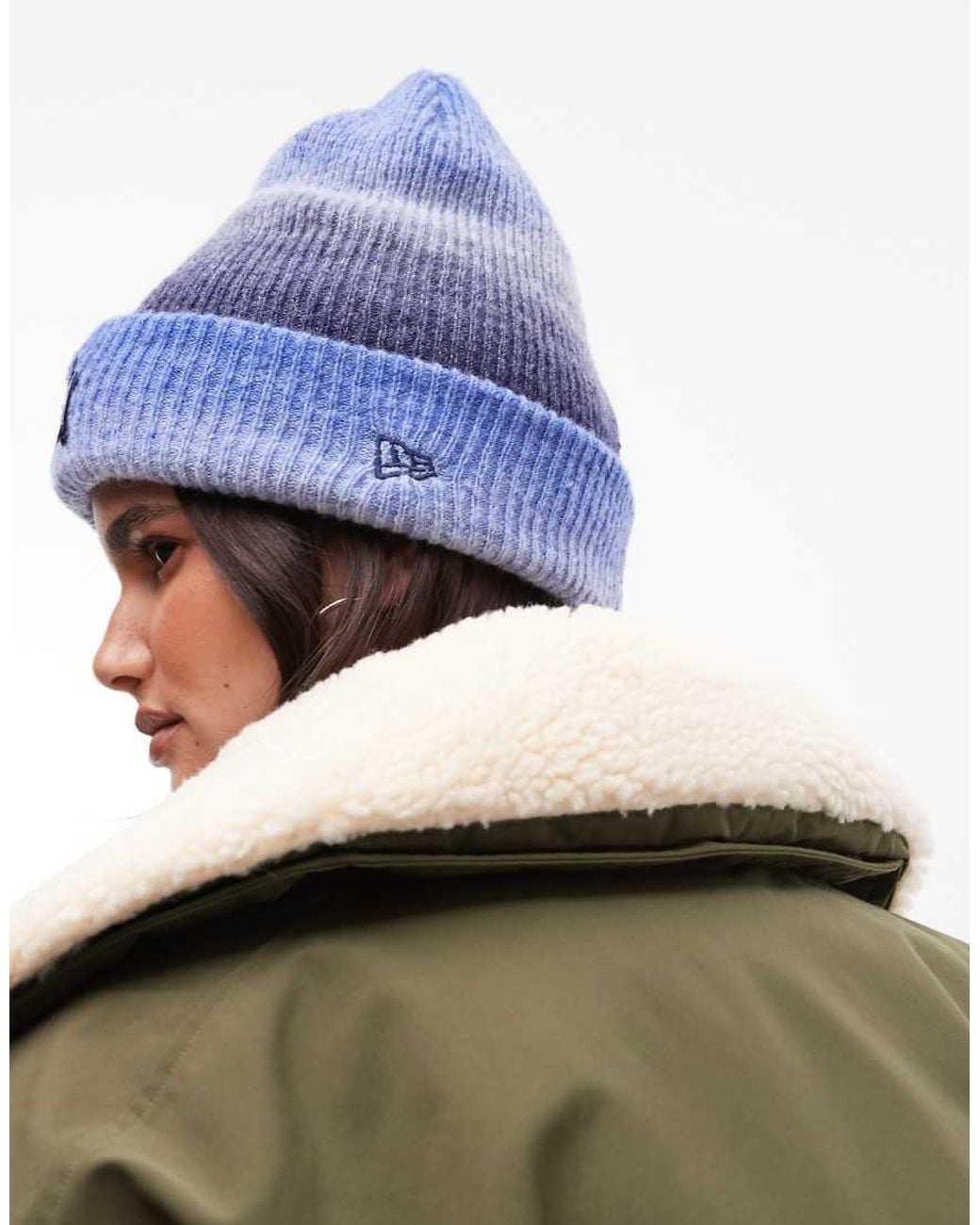 KTZ Blue Ny Yankees Logo Womens Ombre Knit Cuff Beanie