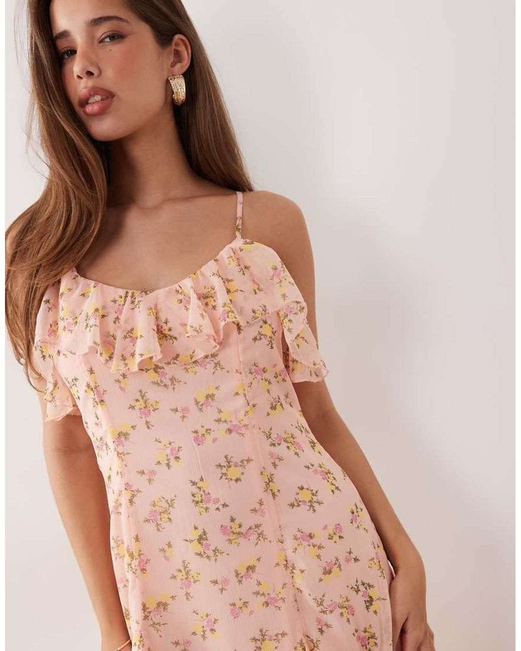 Y.A.S Pink Frill Trim Cami Maxi Dress