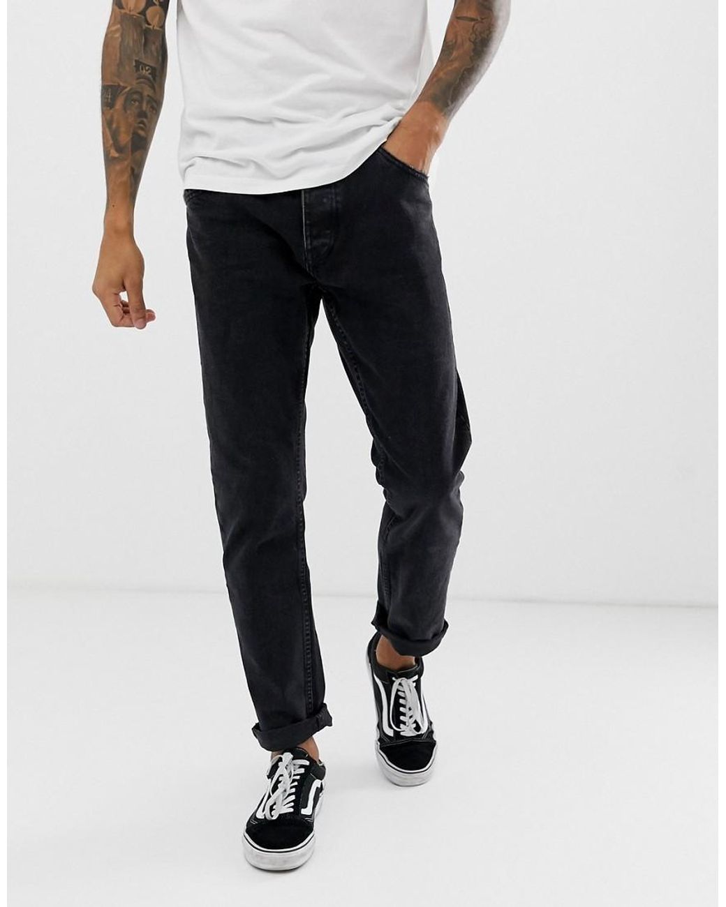 Bershka Denim Slim Fit Jeans in Black for Men - Save 38% - Lyst