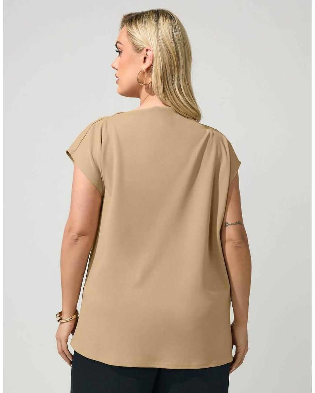 Yours Clothing Natural Drape Shoulder Top