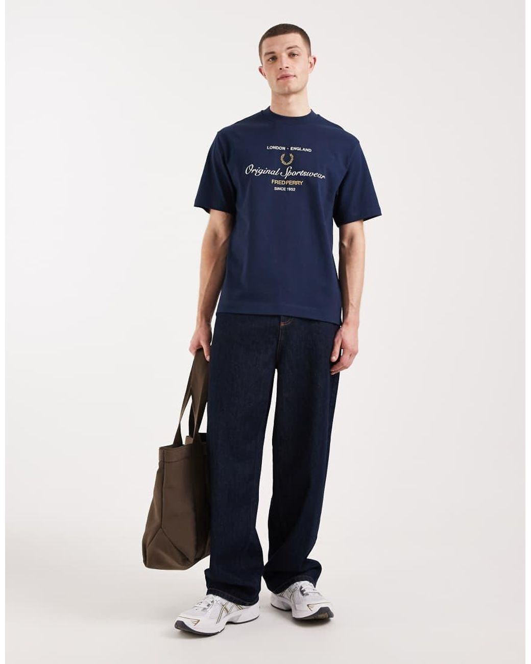 Fred Perry Blue Sports Original Embroidered Logo T-shirt for men