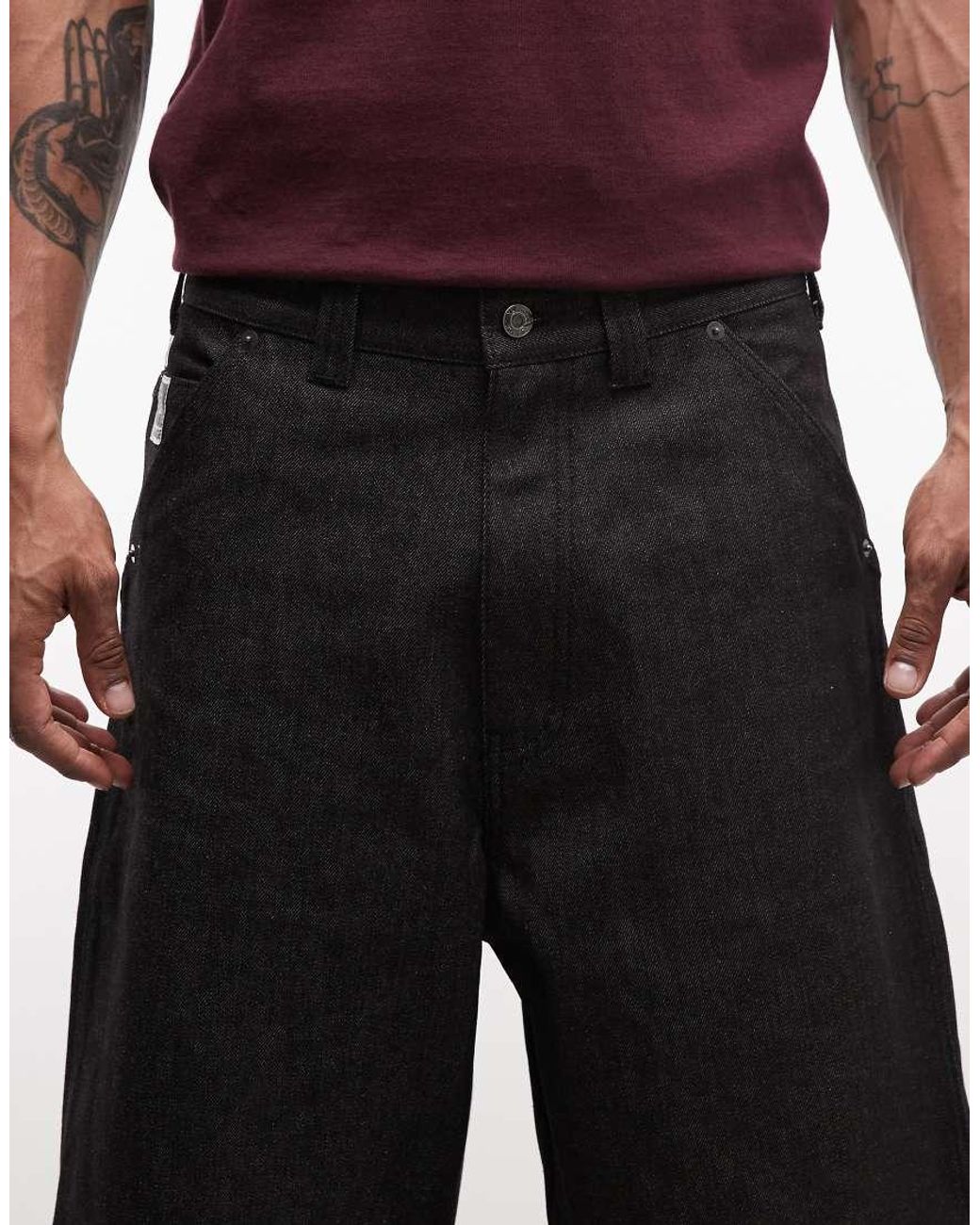 Xlarge Black Cut Out Xl baggy Denim Jorts for men