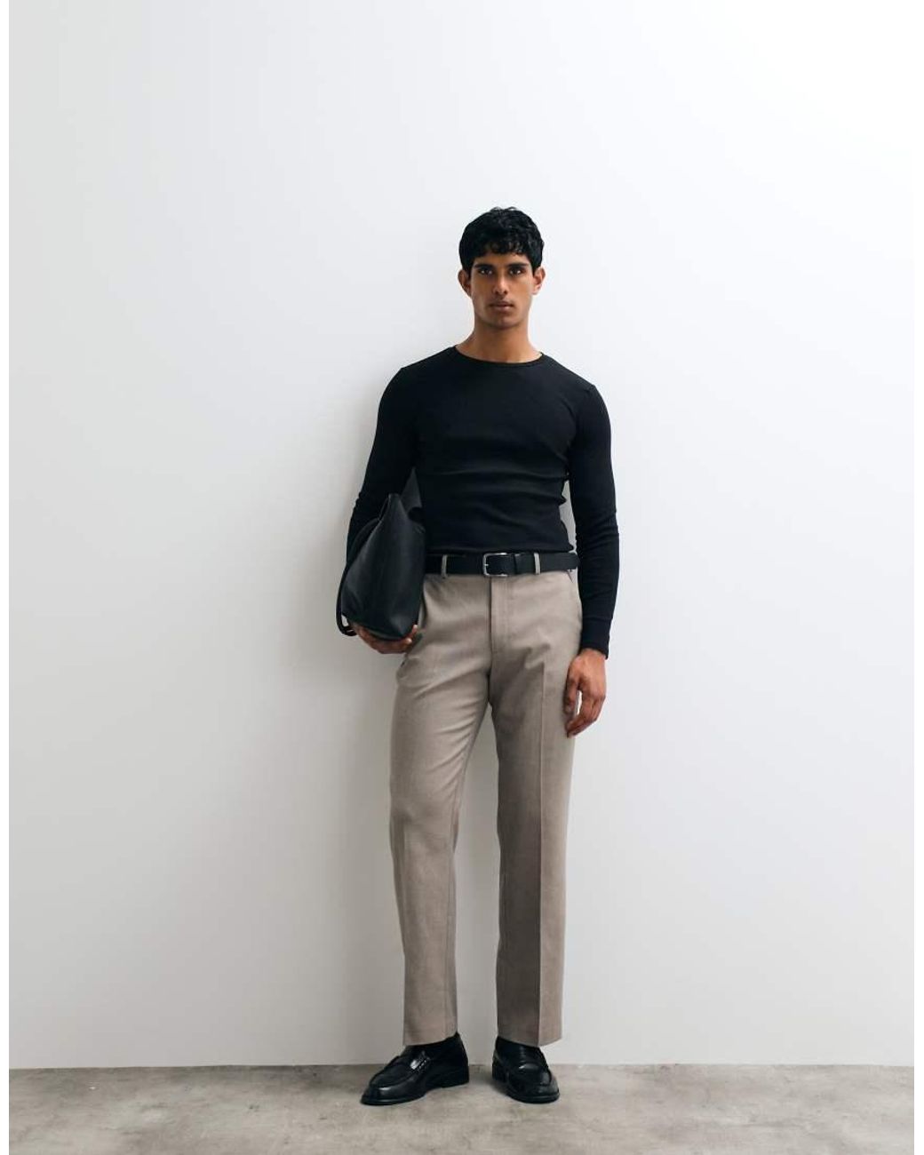 ASOS Black Essentials Muscle Fit Long Sleeve T-shirt for men
