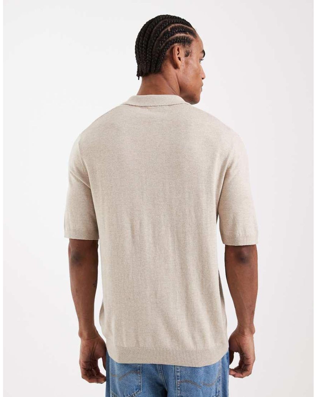 Only & Sons Natural Knit Short Sleeve Polo Shirt for men