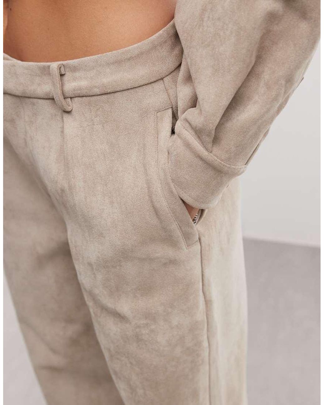 CERNUCCI Natural Wide Leg Faux Suede Trousers Co-Ord