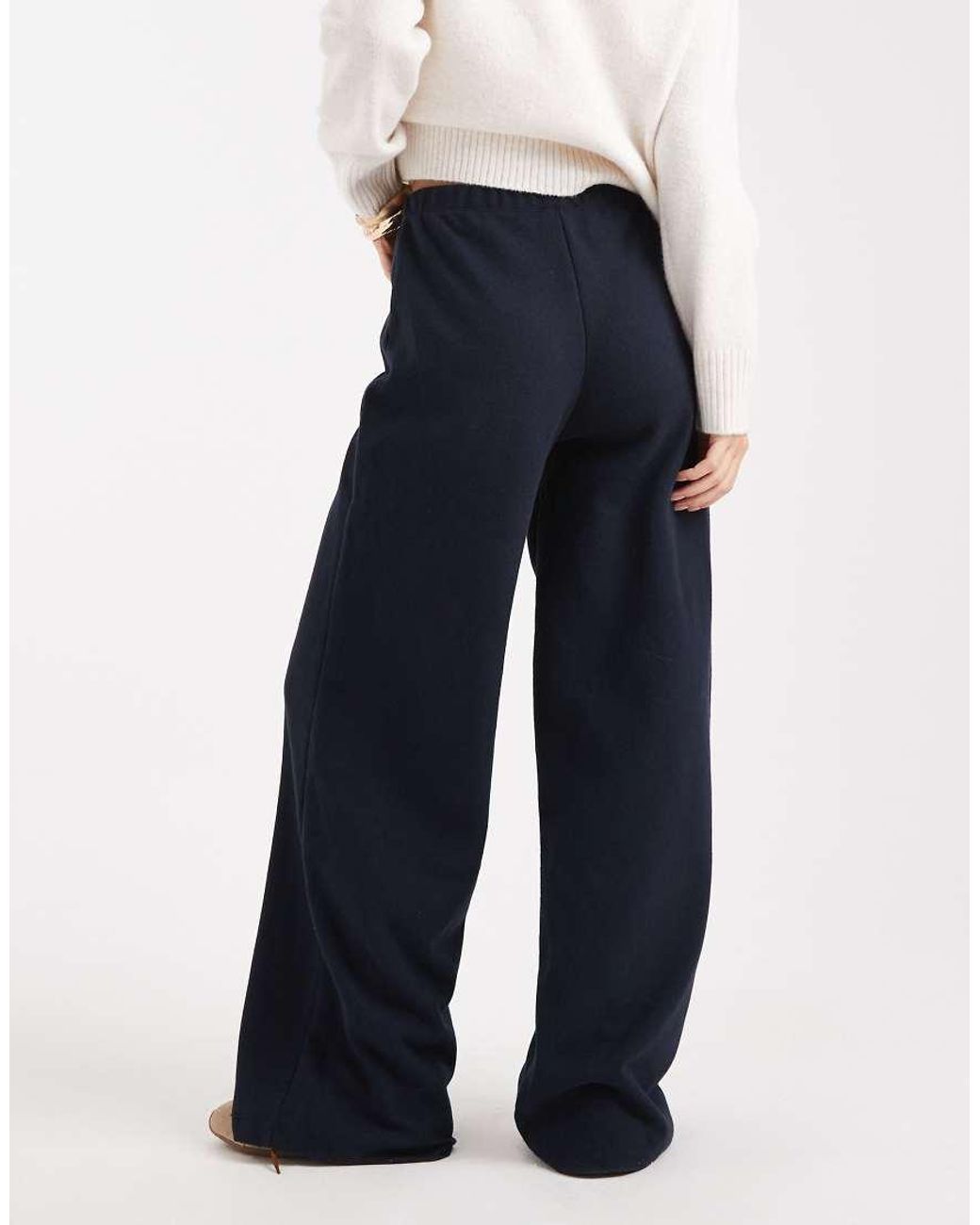 Miss Selfridge Blue Soft Rib Wide Leg Trouser