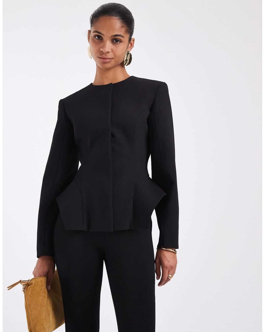 ASOS Blue Tailored Peplum Hem Jacket